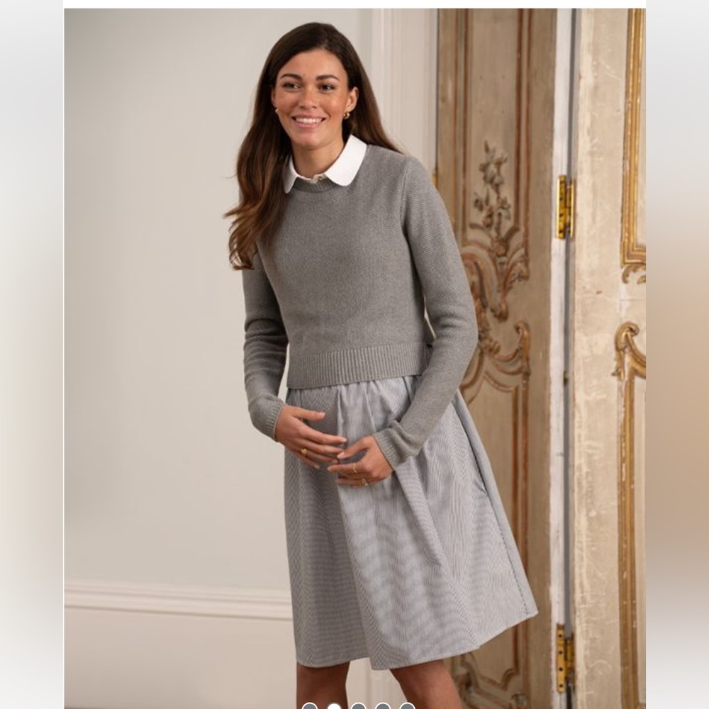 Seraphine maternity, gray midi dress size 6